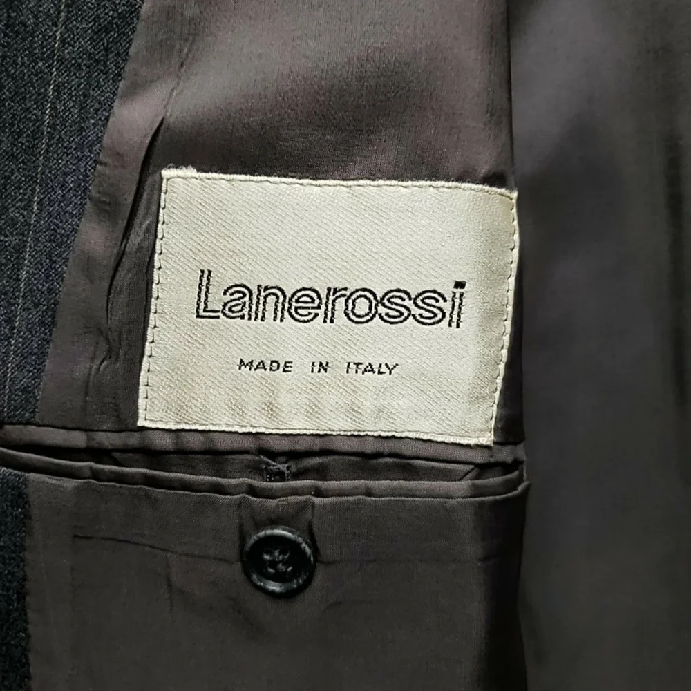 Lanerossi Suit Jacket Mens 42 Gray Pinstripe Wool Double Breasted Made In Italy